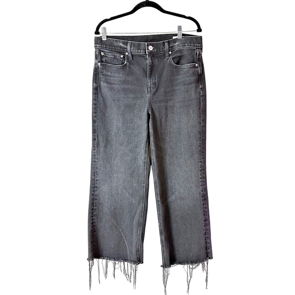 AYR The Pop Straight Ankle Jeans Raw Hem Date Night Black Women 31
